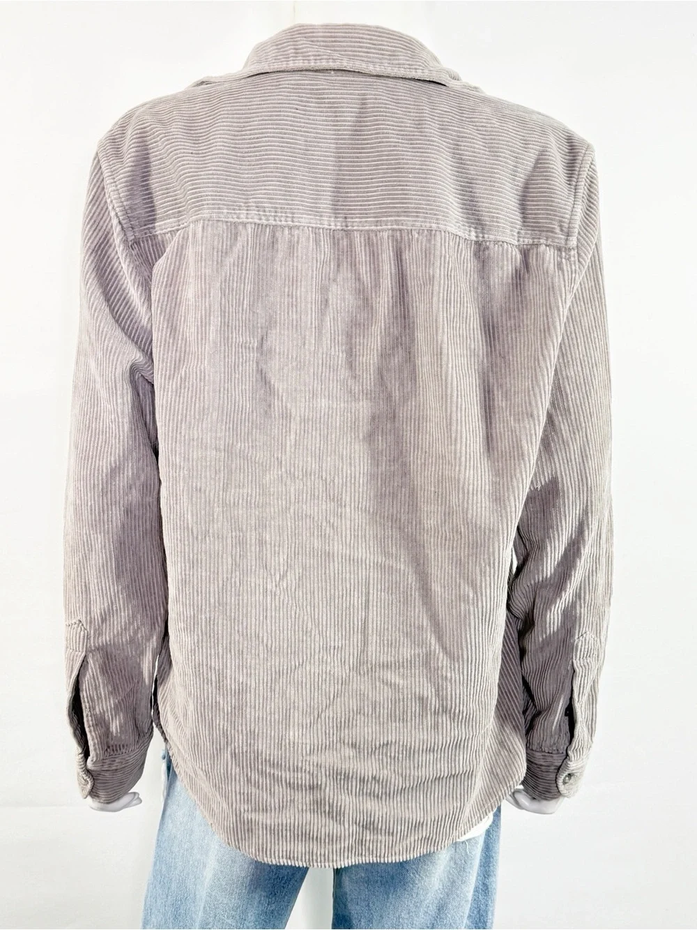 Reiss Gray Corduroy Button Down Shirt Size L Casual Summer Collared Long Sleeve